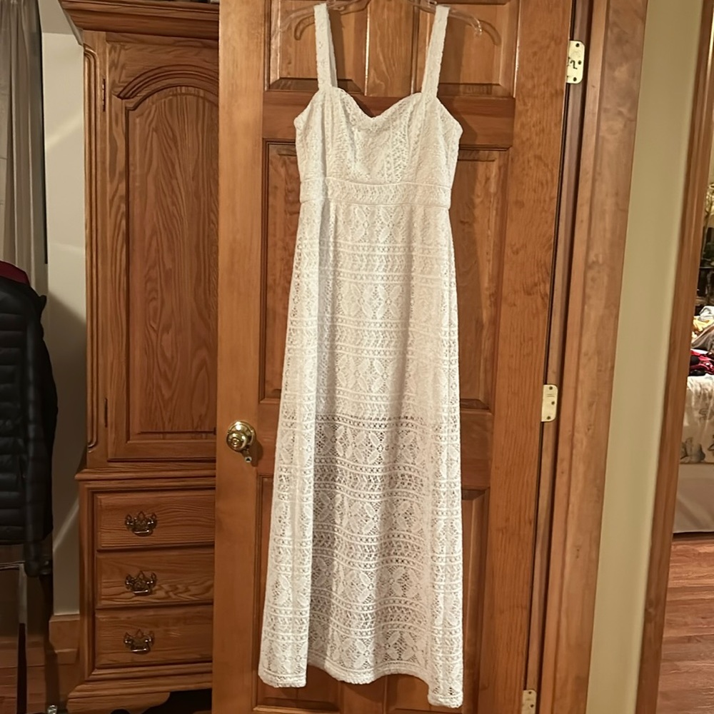 White Lace Maxi Dress size 6- worn once